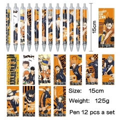 3 Styles 12PCS/SET Haikyuu Cartoon Pattern Anime Pen