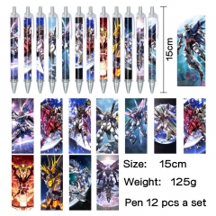 3 Styles 12PCS/SET Mobile Suit Gundam Cartoon Pattern Anime Pen