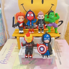 6 Styles Marvel Spider Man Hulk Iron Man Cartoon Anime Figure Keychain