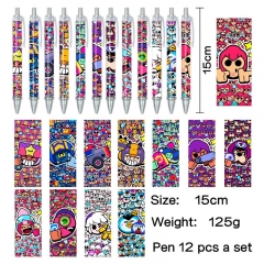 2 Styles 12PCS/SET Brawl Stars Cartoon Pattern Anime Pen