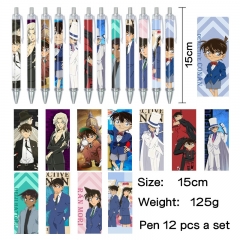 3 Styles 12PCS/SET Detective Conan Cartoon Pattern Anime Pen