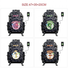 20 Styles Inside Out Cartoon Anime Canvas Backpack Bag With Data Line Connector