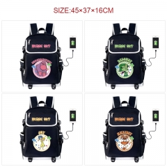 20 Styles Inside Out Cartoon Anime Canvas Backpack Bag With Data Line Connector