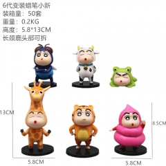 6PCS/SET Crayon Shin-chan Cartoon Anime PVC Figure