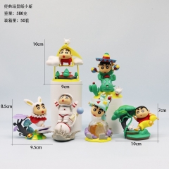 6PCS/SET Crayon Shin-chan Cartoon Anime PVC Figure