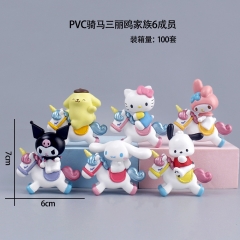 6PCS/SET Sanrio Cinnamoroll My Melody Kuromi Cartoon Anime PVC Figure