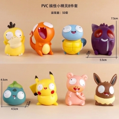 8PCS/SET Pokemon Bulbasaur Psyduck Cartoon Anime PVC Figure