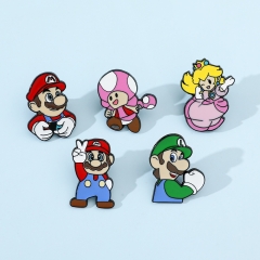 5 Styles Super Mario Bro Cartoon Anime Alloy Pin Brooch