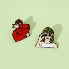 2 Styles Taylor Swift Cartoon Anime Alloy Pin Brooch