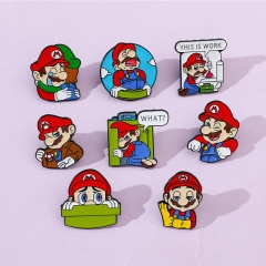 8 Styles Super Mario Bro Cartoon Anime Alloy Pin Brooch