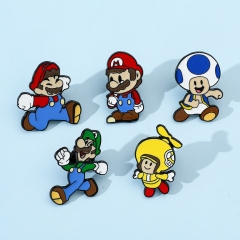 5 Styles Super Mario Bro Cartoon Anime Alloy Pin Brooch