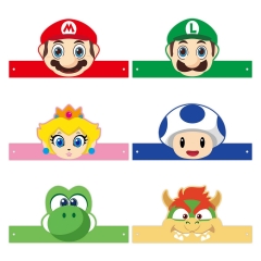 6PCS/SET Super Mario Bro Cartoon Anime Paper Hat