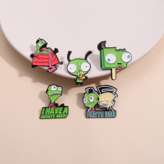 5 Styles Invader ZIM Cartoon Pin Anime Alloy Brooch