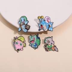 5 Styles Pokemon Cartoon Pin Anime Alloy Brooch