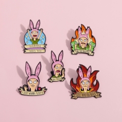 5 Styles Animal Rabbit Cartoon Pin Anime Alloy Brooch