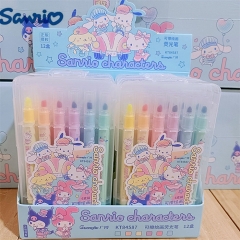 12PCS/SET Sanrio Erasable Highlighter Anime Marker Pen School Student Stationery