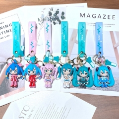 6 Styles Hatsune Miku Cartoon Anime Figure Keychain