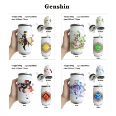 7 Styles Genshin Impact Cartoon Stainless Steel Pattern Anime Vacuum Cup