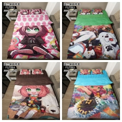 5 Styles 1.5*2M SPY×FAMILY Cartoon Anime Bed Sheet+Quilt Cover+Pillow Covers(4PCS/SET)