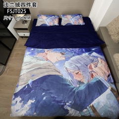 3 Styles 1.5*2M Frieren: Beyond Journey's End Cartoon Anime Bed Sheet+Quilt Cover+Pillow Covers(4PCS/SET)