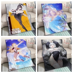 4 Styles 3 Sizes Genshin Impact Cartoon One Side Anime Flano Flannel Blanket Quilt