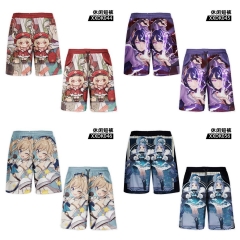 4 Styles Genshin Impact Cartoon Anime Shorts Pants