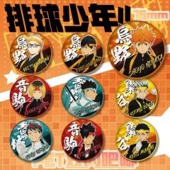 10 Styles 75mm Haikyuu Cartoon Anime Tinplate Pin Brooch