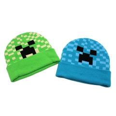 2 Styles Minecraft Cartoon Pattern Cap Anime Knitted Hat