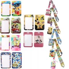 12 Styles SpongeBob SquarePants Mickey Minnie Mouse Cartoon Anime Phone Strap Lanyard Card Holder Bag