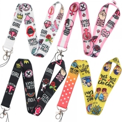 4 Styles Feminism Cartoon Anime Phone Strap Lanyard