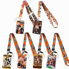 6 Styles Haikyuu Cartoon Pattern Phone Strap Lanyard Anime Card Holder Bag