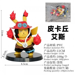 11CM Pokemon Pikachu Cos One Piece Ace Anime PVC Figure Toy Doll