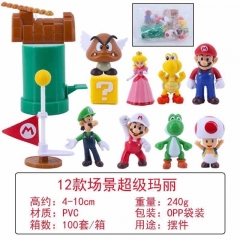 4-10cm 12PCS/SET Super Mario Bro Cartoon Anime PVC Figure