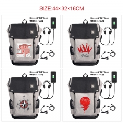 9 Styles K-POP Stray Kids Cartoon Pattern Anime Backpack Bag With USB Charging Cable