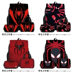 4 Styles Spider Man Cartoon Anime Backpack+Shoulder Bag+Pencil Bag(set)