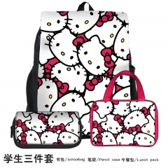 2 Styles Sanrio Kuromi Hello Kitty Cartoon Anime Backpack+Shoulder Bag+Pencil Bag(set)