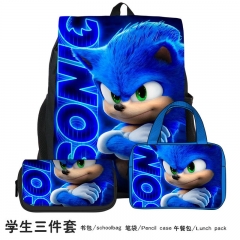 2 Styles Sonic the Hedgehog Cartoon Anime Backpack+Shoulder Bag+Pencil Bag(set)