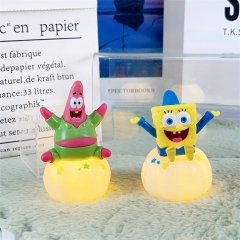 2PCS/SET 8CM (With Light) SpongeBob SquarePants Cartoon Anime PVC Figure