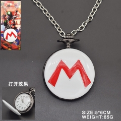 2 Styles Super Mario Bro Cartoon Alloy Anime Pocket Watch Keychain/Necklace