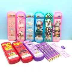 6 Styles Sanrio Kuromi Cinnamoroll Cartoon Pattern Stationery Anime Pencil Set