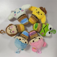 6pcs/set 10cm Sanrio Cinnamoroll Cartoon Anime Plush Toy Pendant