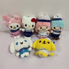 6pcs/set 10cm Sanrio Cinnamoroll Cartoon Anime Plush Toy Pendant