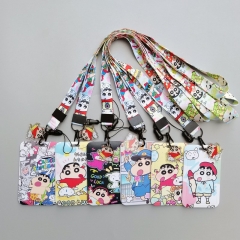 6 Styles Crayon Shin-chan Cartoon Anime Phone Strap Lanyard Card Holder Bag