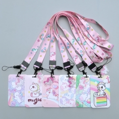 6 Styles Unicorn Cartoon Anime Phone Strap Lanyard Card Holder Bag