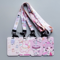 4 Styles Cute Girl Cartoon Anime Phone Strap Lanyard Card Holder Bag