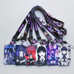 6 Styles Wednesday Cartoon Anime Phone Strap Lanyard Card Holder Bag