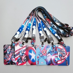 6 Styles Captain America Cartoon Anime Phone Strap Lanyard Card Holder Bag