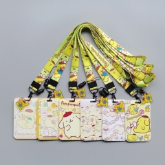 12 Styles Sanrio Pompompurin Cartoon Anime Phone Strap Lanyard Card Holder Bag