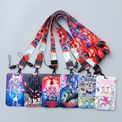 6 Styles Stranger Things Cartoon Anime Phone Strap Lanyard Card Holder Bag