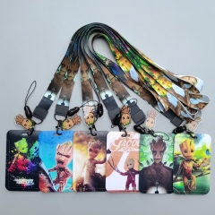 6 Styles Groot Cartoon Anime Phone Strap Lanyard Card Holder Bag